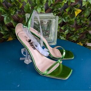 SHEIN Faux Suede Green & Silver heels 4"/shoes stilettos, size 6. New